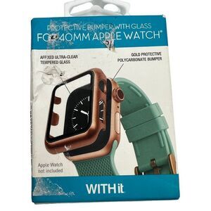 Withit Protective Bumper w/Glass Cover Protection For 40MM Apple Watch Gold